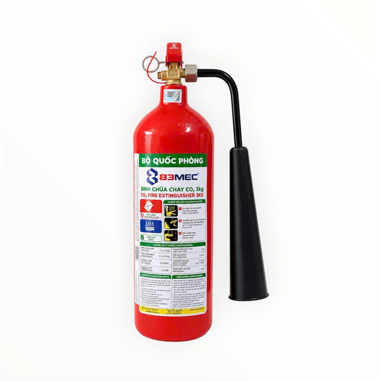 Bình chữa cháy 83MEC khí CO2 3kg – MT3 Bình chữa cháy 83MEC khí CO2 3kg – MT3 (Tem kiểm định)