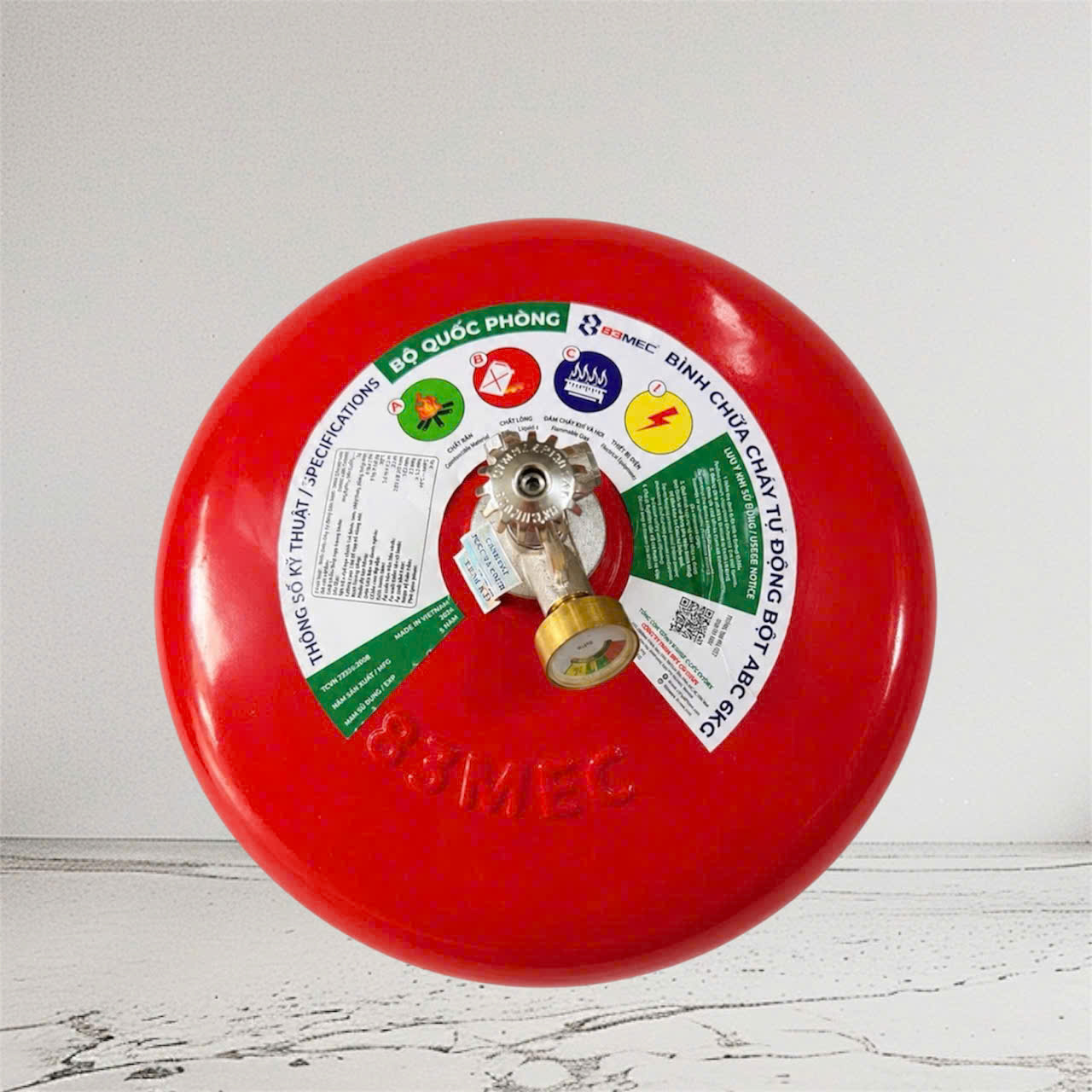 Bình cầu chữa cháy tự động 83MEC bột ABC 6kg (1) Bình cầu chữa cháy tự động 83MEC bột ABC 6kg (Tem kiểm định)
