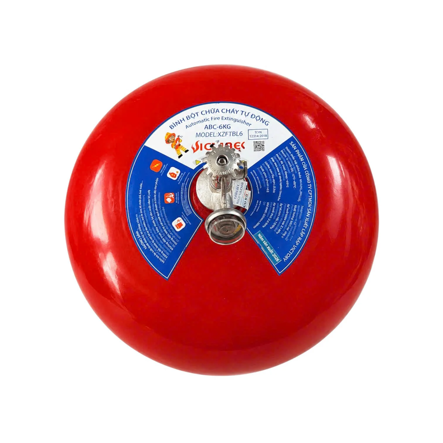Bình cầu chữa cháy tự động bột ABC 6kg – Victory/ Việt Nam (Tem kiểm định) Bình cầu chữa cháy tự động bột ABC 6kg – Victory/ Việt Nam (Tem kiểm định)